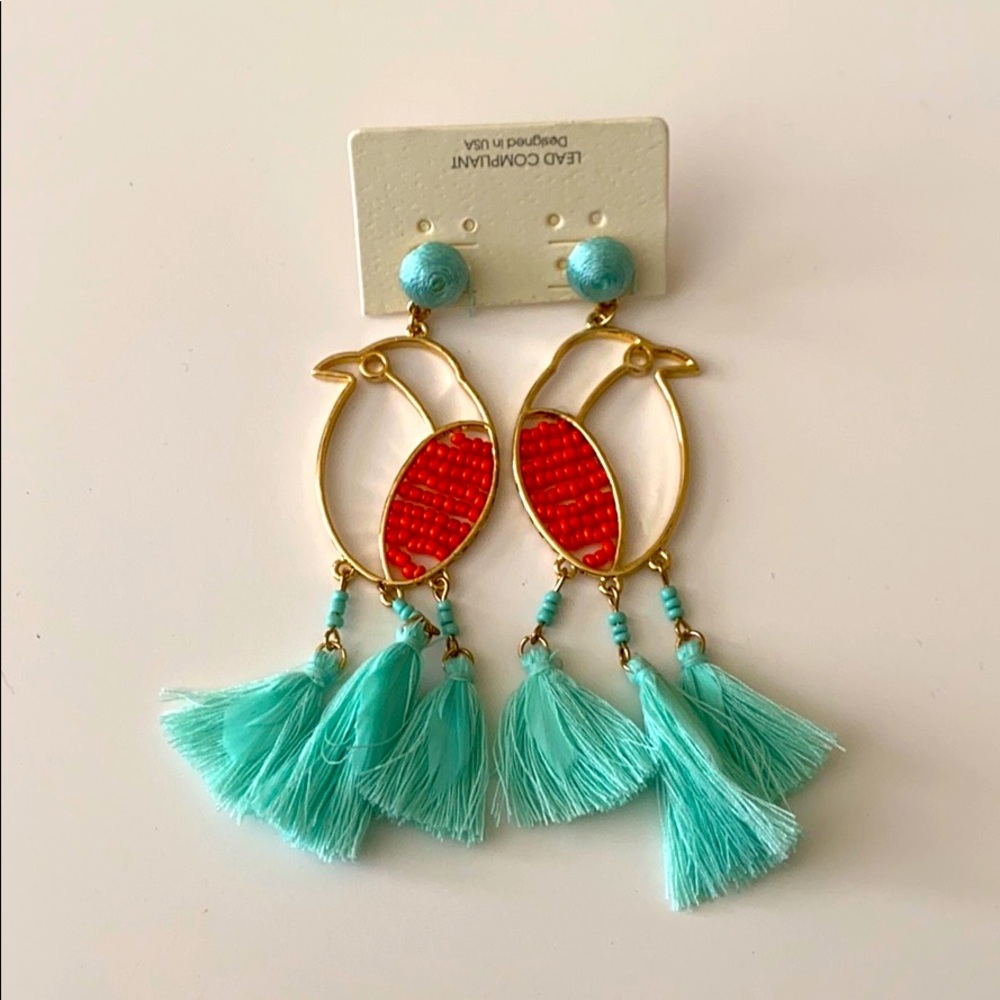 3/$15 💙 Bird shaped tassel earrings